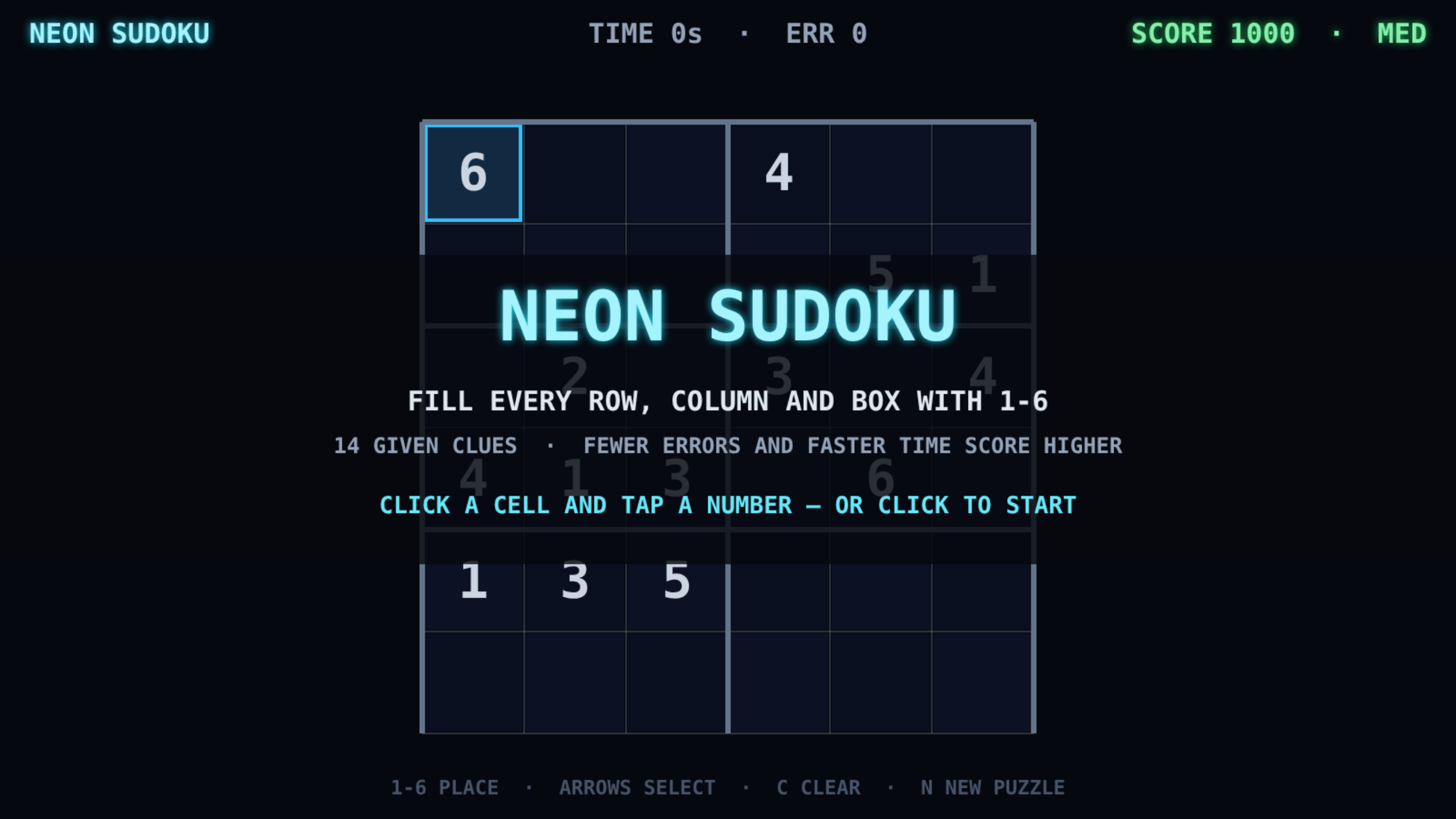 Neon Sudoku screenshot